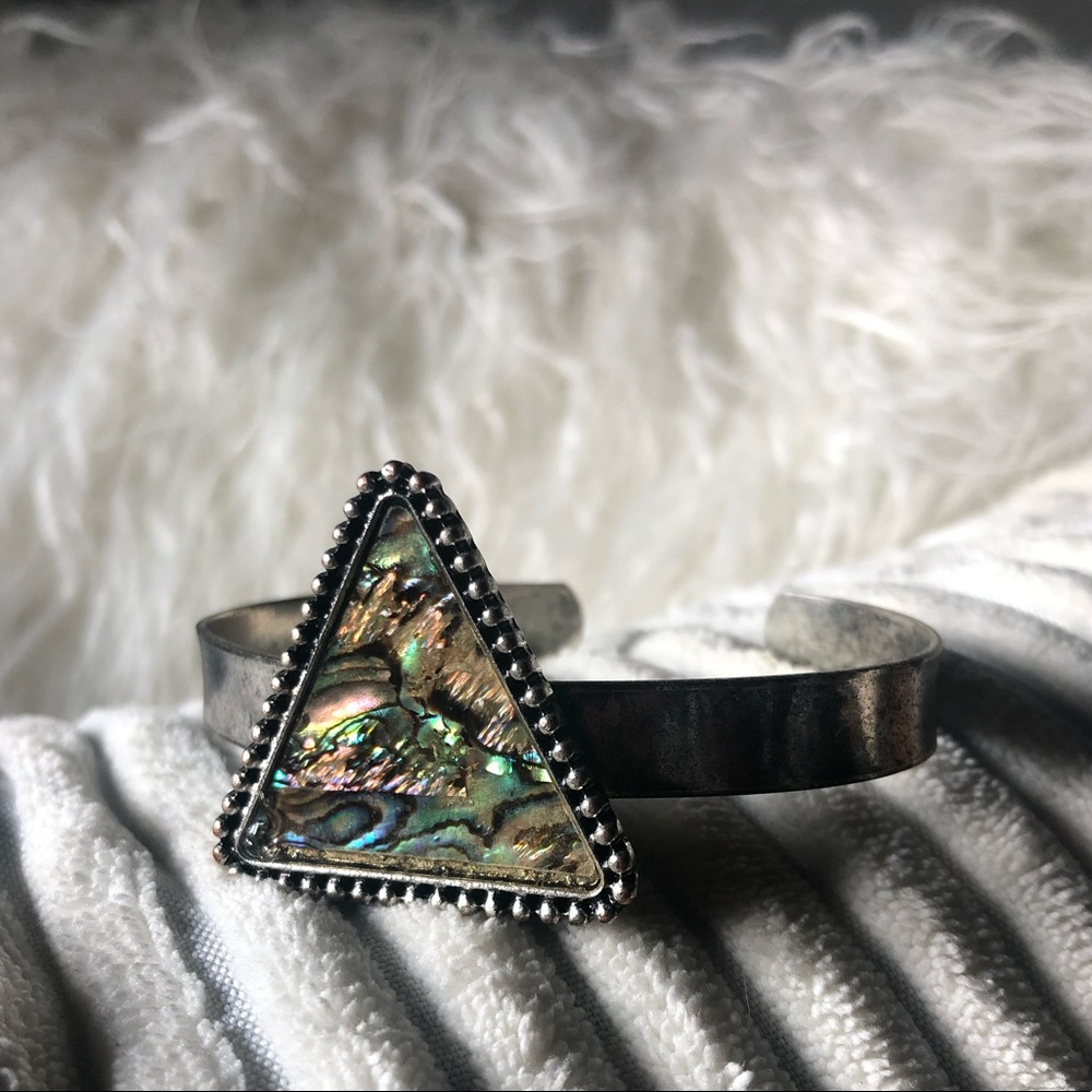 Triangle abalone cuff bracelet